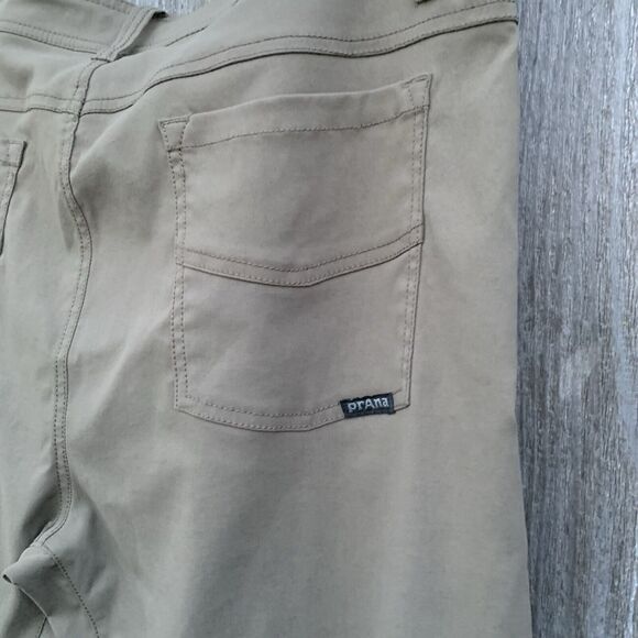 PRANA Pants Mens Sz 36 Brown Stretch Water Repellent Fabric Zip 6 Pocket Outdoor - Picture 8 of 13